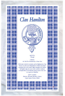 Hamilton Scottish Clan Tea Towel Scottish Gift, Made in Scotland