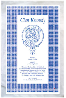 Kennedy Scottish Clan Tea Towel Scottish Gift, Made in Scotland