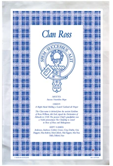 Ross Scottish Clan Tea Towel Scottish Gift, Made in Scotland