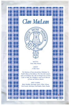 MacLean Scottish Clan Tea Towel Scottish Gift, Made in Scotland