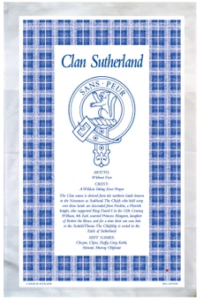 Sutherland Scottish Clan Tea Towel Scottish Gift, Made in Scotland
