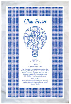 Fraser Scottish Clan Tea Towel Scottish Gift, Made in Scotland