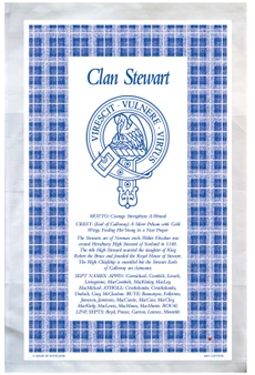 Stewart Scottish Clan Tea Towel Scottish Gift, Made in Scotland