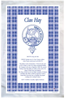 Hay Scottish Clan Tea Towel Scottish Gift, Made in Scotland