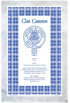 Cameron Scottish Clan Tea Towel Scottish Gift, Made in Scotland