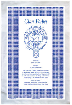 Forbes Scottish Clan Tea Towel Scottish Gift, Made in Scotland