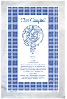 Campbell Scottish Clan Tea Towel Scottish Gift, Made in Scotland