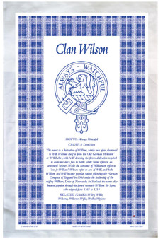 Wilson Scottish Clan Tea Towel Scottish Gift, Made in Scotland
