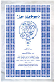 Mackenzie Scottish Clan Tea Towel Scottish Gift, Made in Scotland