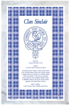 Sinclair Scottish Clan Tea Towel Scottish Gift, Made in Scotland