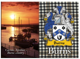 Burns Scottish Clan Metallic Picture Fridge Magnet, Made in Scotland
