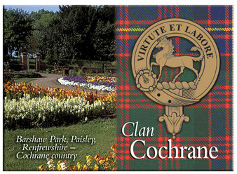 Cochrane Scottish Clan Metallic Picture Fridge Magnet, Made in Scotland