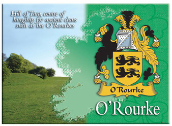 O'Rourke Irish Clan Metallic Picture Fridge Magnet, Gift From Ireland