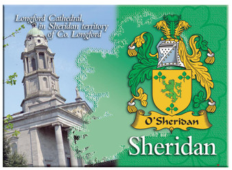 Sheridan Irish Clan Metallic Picture Fridge Magnet, Gift From Ireland