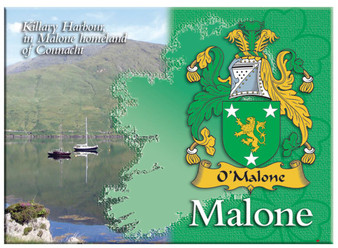 Malone Irish Clan Metallic Picture Fridge Magnet, Gift From Ireland
