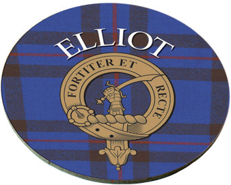 Elliot Scottish Clan Family Name Round Cork Coasters Set of 4
