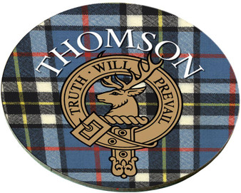 Thomson Scottish Clan Family Name Round Cork Coasters Set of 4