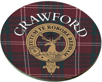 Crawford Scottish Clan Family Name Round Cork Coasters Set of 4