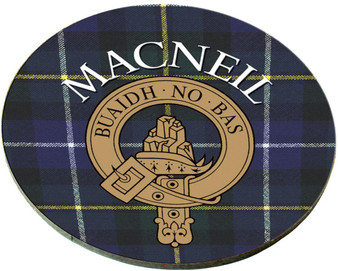 MacNeil Scottish Clan Family Name Round Cork Coasters Set of 4