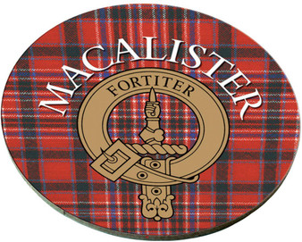 MacAlister Scottish Clan Family Name Round Cork Coasters Set of 4