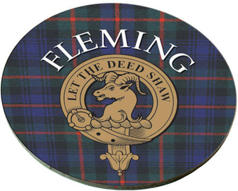 Fleming Scottish Clan Family Name Round Cork Coasters Set of 4