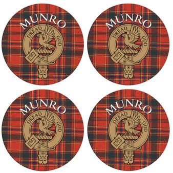 Munro Scottish Clan Family Name Round Cork Coasters Set of 4