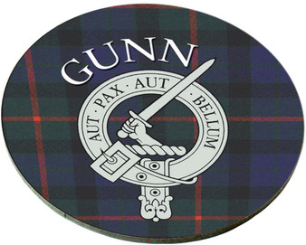 Gunn Scottish Clan Family Name Round Cork Coasters Set of 4