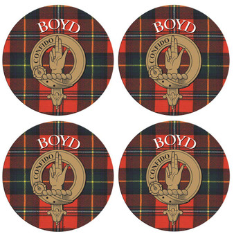 Boyd Scottish Clan Family Name Round Cork Coasters Set of 4