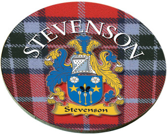 Stevenson Scottish Clan Family Name Round Cork Coasters Set of 4