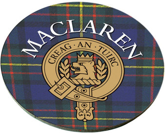 MacLaren Scottish Clan Family Name Round Cork Coasters Set of 4