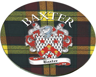 Baxter Scottish Clan Family Name Round Cork Coasters Set of 4