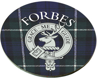Forbes Scottish Clan Family Name Round Cork Coasters Set of 4