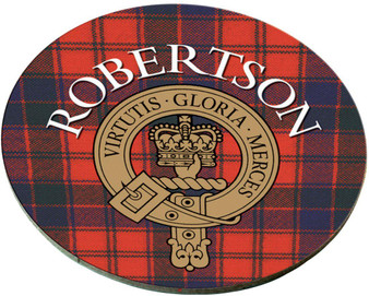 Robertson Scottish Clan Family Name Round Cork Coasters Set of 4