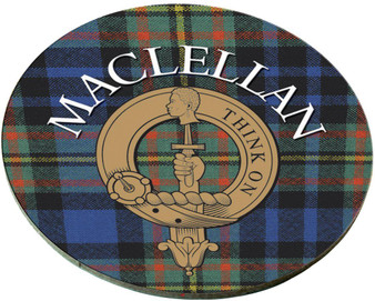 MacLellan Scottish Clan Family Name Round Cork Coasters Set of 4