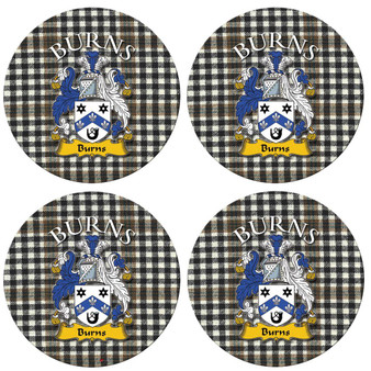 Burns Scottish Clan Family Name Round Cork Coasters Set of 4