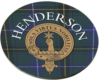 Henderson Scottish Clan Family Name Round Cork Coasters Set of 4