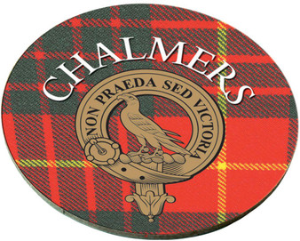 Chalmers Scottish Clan Family Name Round Cork Coasters Set of 4