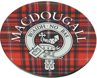 MacDougall Scottish Clan Family Name Round Cork Coasters Set of 4