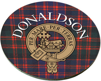 Donaldson Scottish Clan Family Name Round Cork Coasters Set of 4