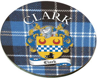 Clark Scottish Clan Family Name Round Cork Coasters Set of 4