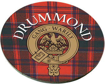 Drummond Scottish Clan Family Name Round Cork Coasters Set of 4