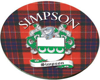 Simpson Scottish Clan Family Name Round Cork Coasters Set of 4