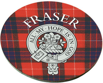 Fraser Scottish Clan Family Name Round Cork Coasters Set of 4