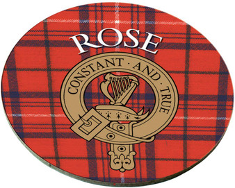 Rose Scottish Clan Family Name Round Cork Coasters Set of 4