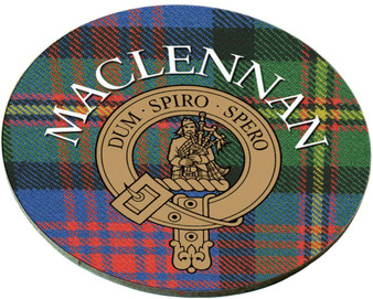 MacLennan Scottish Clan Family Name Round Cork Coasters Set of 4
