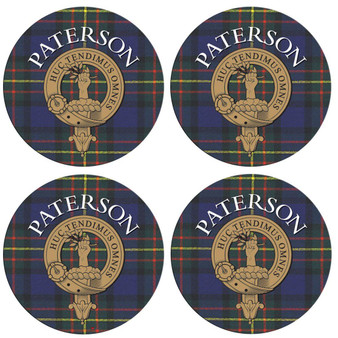 Paterson Scottish Clan Family Name Round Cork Coasters Set of 4