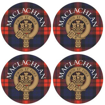 MacLachlan Scottish Clan Family Name Round Cork Coasters Set of 4
