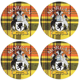 Morgan Scottish Clan Family Name Round Cork Coasters Set of 4