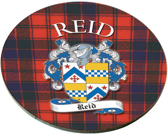 Reid Scottish Clan Family Name Round Cork Coasters Set of 4