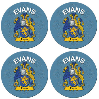 Evans English Ancestry Family Name Round Cork Coasters Set of 4